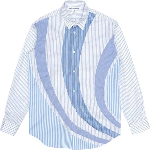 Рубашка Comme des Garçons Poplin Stripe 'Blue', синий