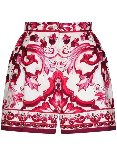 Dolce & Gabbana шорты с принтом Majolica, красный
