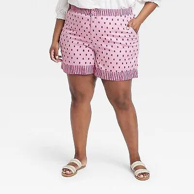 Женские шорты свободного кроя без застежек с высокой посадкой - Knox Rose Pink Polka Dots XXL