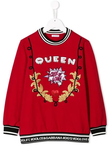 Dolce & Gabbana Kids толстовка с декоративной отделкой 'Queen'