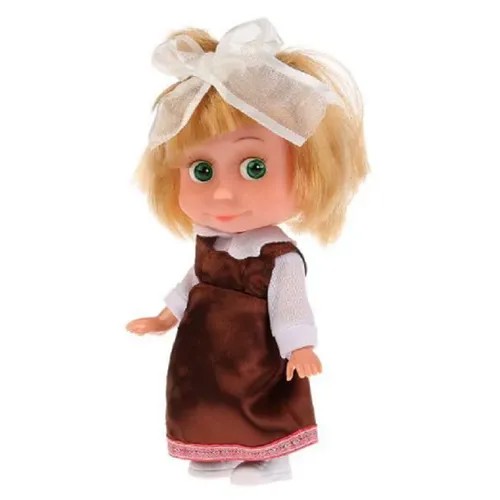 Кукла Маша, в в коричневом платье 15 см, Маша школьница , Маша и Медведь