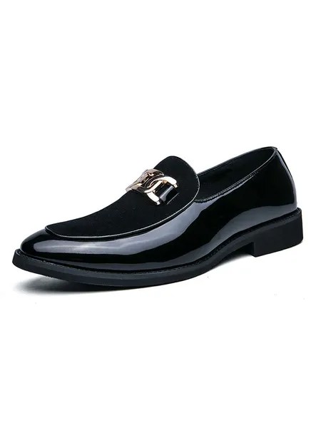 Milanoo Men's Patent Leather Dress Loafers in Black