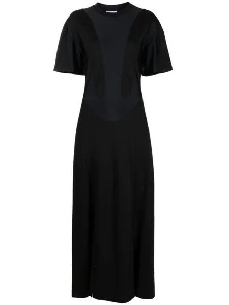 Mugler платье макси из органического хлопка с разрезами, черный