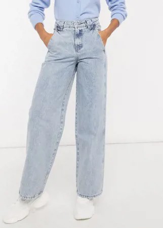Потертые джинсы в винтажном стиле с завышенной талией и вставками Lost Ink-Голубой