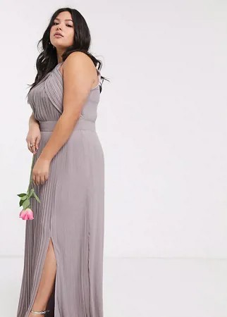 Эксклюзивное серое плиссированное платье макси TFNC Plus bridesmaid-Серый