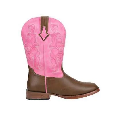 Roper Blaze Pink Shaft Square Toe Ковбойские молодежные розовые повседневные ботинки для девочек 09-119-0