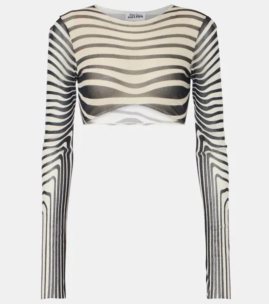 Укороченный топ Body Morphing темно-синего цвета Jean Paul Gaultier, цвет ecru/navy