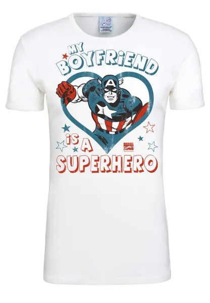 Футболка Logoshirt Marvel My Boyfriend Is A Superhero, цвет altweiss