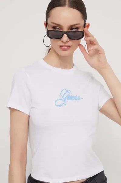 Хлопковая футболка Guess Originals, белый