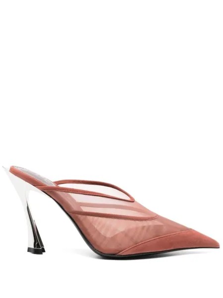 Mugler сетчатые мюли, нейтральный цвет