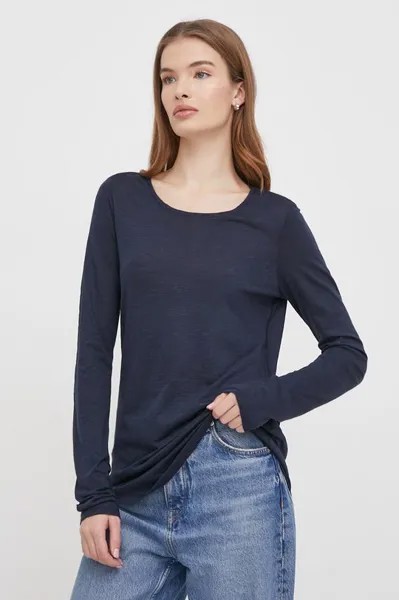 Рубашка с длинным рукавом Sisley, темно-синий