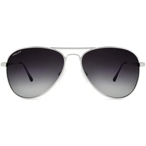 Солнцезащитные очки POLAR, авиаторы, оправа: металл, градиентные, поляризационные, для женщин, серебряный
