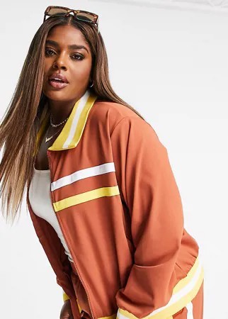 Спортивная куртка ретро от комплекта в стиле 70-х ASOS DESIGN Curve-Коричневый цвет