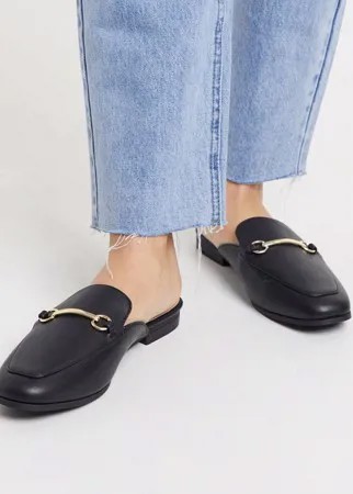 Черные мюли на плоской подошве Accessorize-Черный