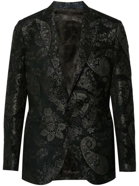 ETRO однобортный пиджак с цветочным узором, синий