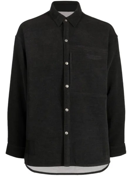 Izzue logo-embroidered long-sleeve shirt, серый