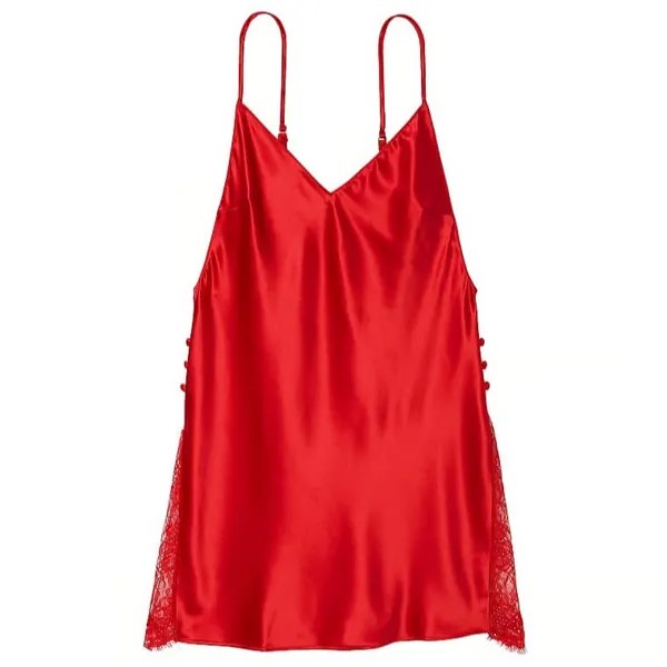 Ночная сорочка Victoria's Secret Satin Plunge Lace Inset, красный