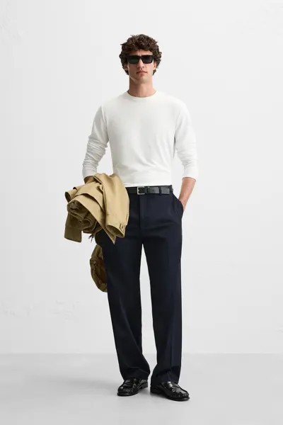 Прямые брюки чинос ZARA, темно-синий