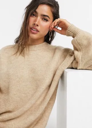 Пушистый свитер в стиле oversized с круглым вырезом ASOS DESIGN-Зеленый цвет