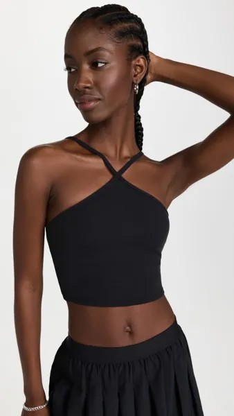 Топ Alo Yoga Goddess Ribbed Cross Crop, черный