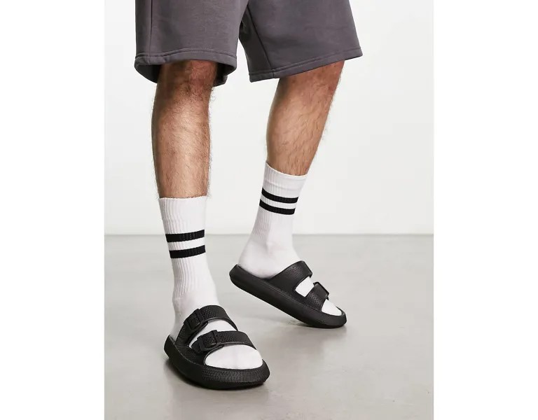 Черные сандалии с двумя ремешками Public Desire Man Koda