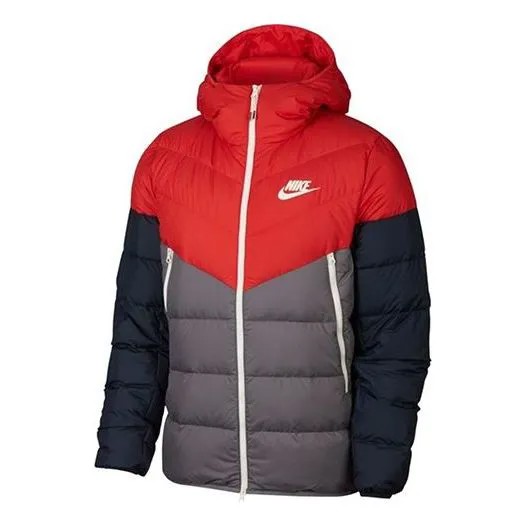 Пуховик Nike Sportswear Windrunner Down Fill 'Black Red Blue', синий