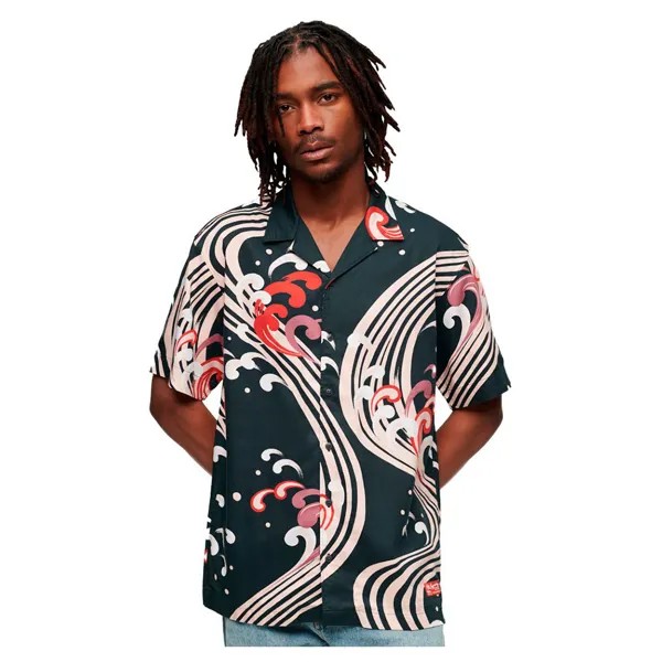 Рубашка с коротким рукавом Superdry Hawaiian Resort, черный