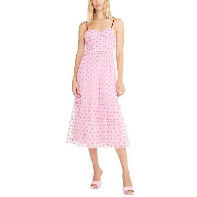 Женское розовое блестящее многоярусное платье миди Betsey Johnson 6 BHFO 7059