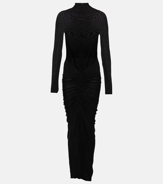 Платье макси из джерси с драпировкой Alaïa, черный