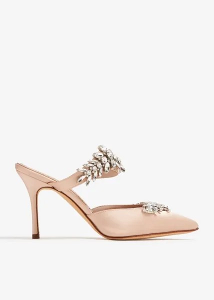 Мюли Manolo Blahnik Lurum Satin, бежевый