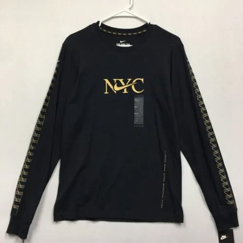 Черная футболка с длинным рукавом NIKE Mens Sportswear NYC (мужской размер S)