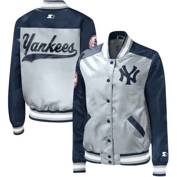 Женская базовая серая куртка на кнопках New York Yankees The Legend Starter
