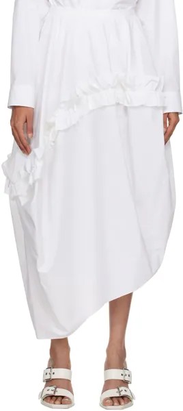 Белая юбка-миди с рюшами Alexander McQueen