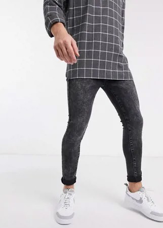 Черные джинсы скинни с эффектом кислотной стирки New Look-Черный цвет