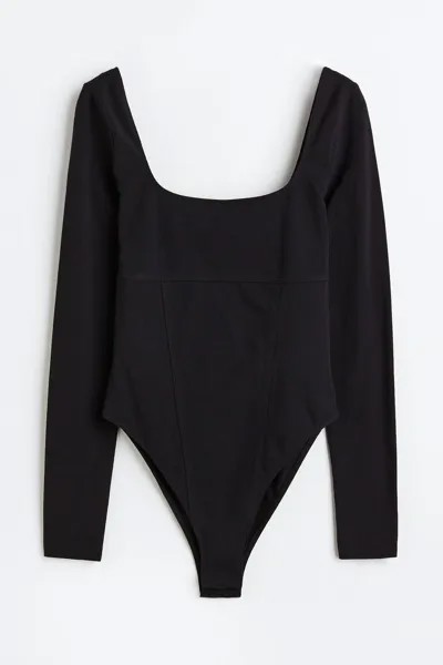 Боди с длинными рукавами H&M, черный