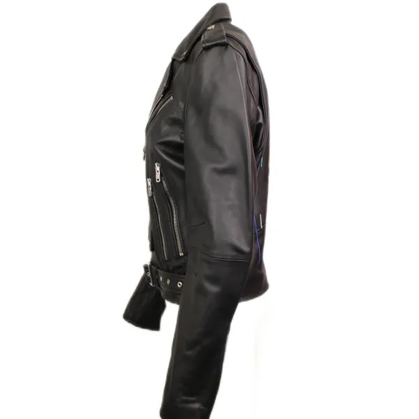 PERFECTO С КРАСНОЙ ВЫШИВКОЙ Черная кожаная куртка Amiri, черный