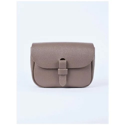 Женская поясная сумка из натуральной кожи серо-бежевая A016 taupe mini grain Divalli