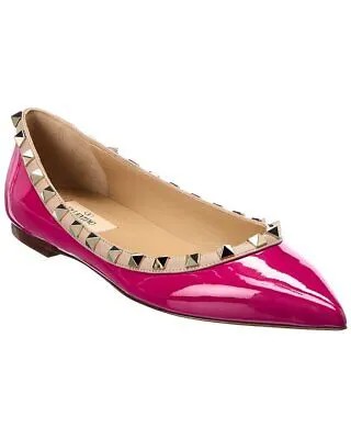 Женские лакированные туфли на плоской подошве Valentino Rockstud