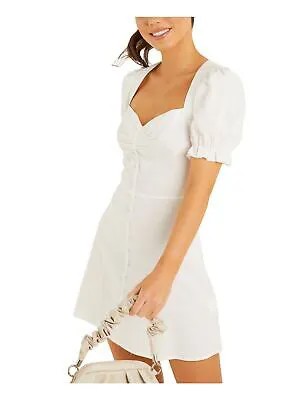 QUIZ Женское белое короткое вечернее платье без подкладки с пышными рукавами + расклешенное платье 6