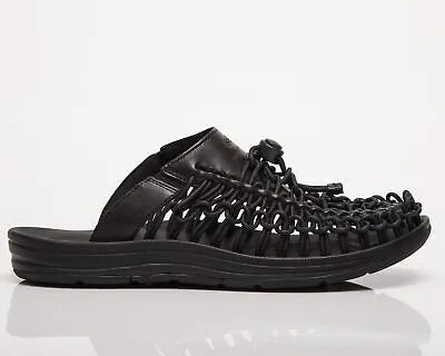 Мужские кожаные шлепанцы Keen Uneek Premium тройные черные/черные