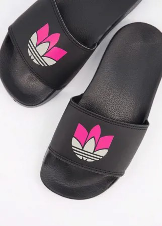 Черные шлепанцы adidas Originals adilette Lite-Белый