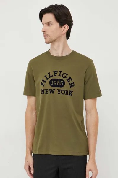 Хлопковая футболка Tommy Hilfiger, зеленый