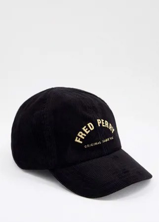 Черная вельветовая кепка с логотипом в форме арки Fred Perry-Черный цвет