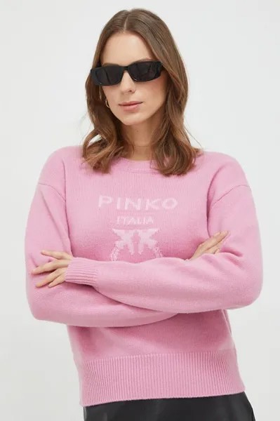 Шерстяной свитер Pinko, розовый