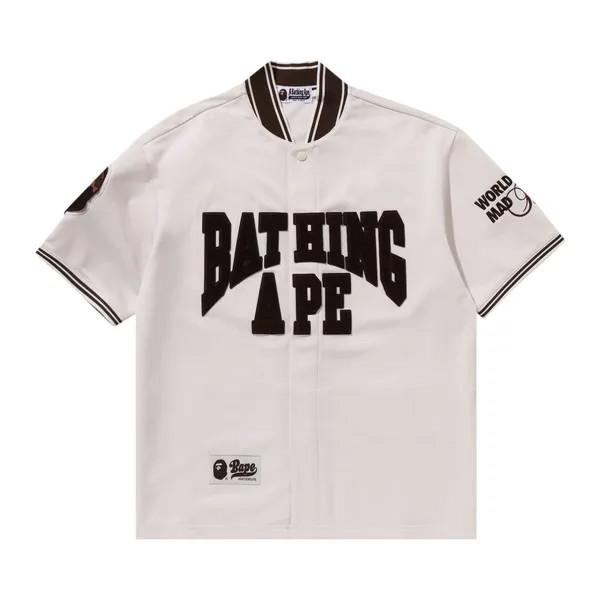 Бейсбольная рубашка с короткими рукавами BAPE, цвет Слоновая кость