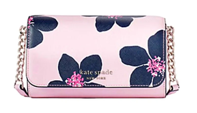 NWT Kate Spade Цветочная маленькая сумка через плечо с клапаном для телефона Кошелек - розовый