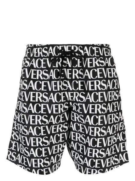 Versace плавки-шорты с логотипом, черный