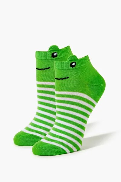 Полосатые носки до щиколотки с лягушкой Forever 21, зеленый