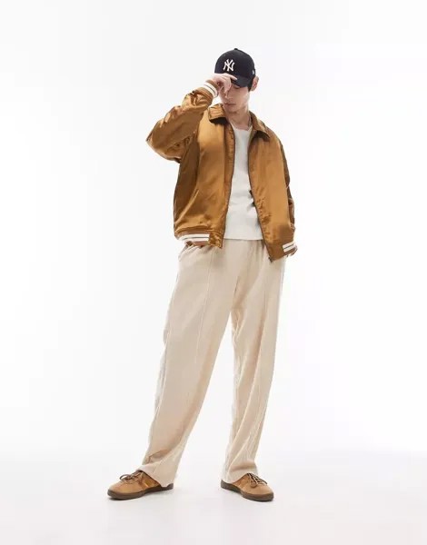 Коричневый атласный бомбер Topman