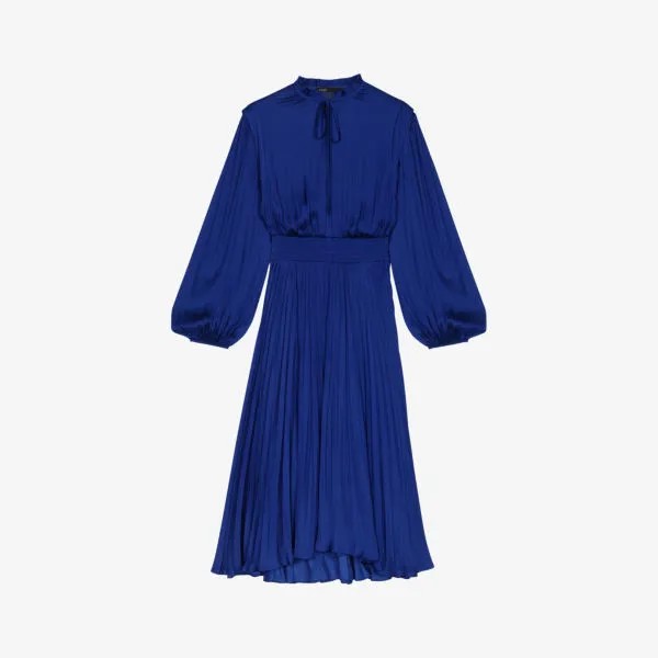 Атласное платье миди Raminette с V-образным вырезом Maje, цвет bleus